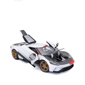 Ford GT # 98 White Heritage Edition Toy Car in White, Black, Red & Gold Maisto